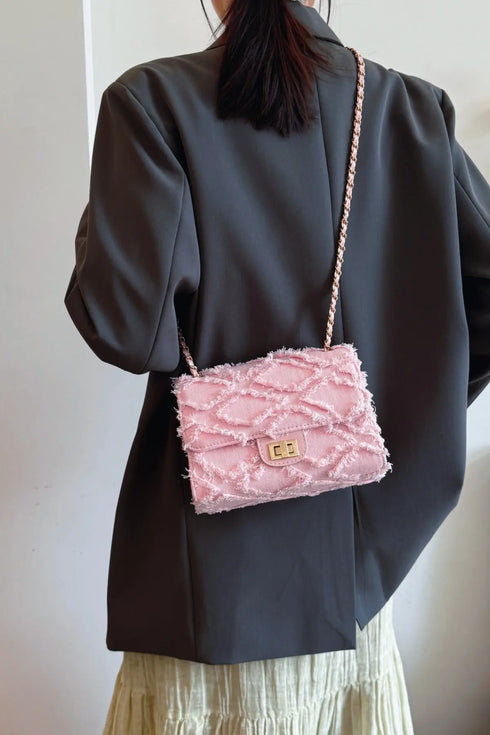 'Kehlani' Textured Denim Crossbody Bag - Celes Fashion